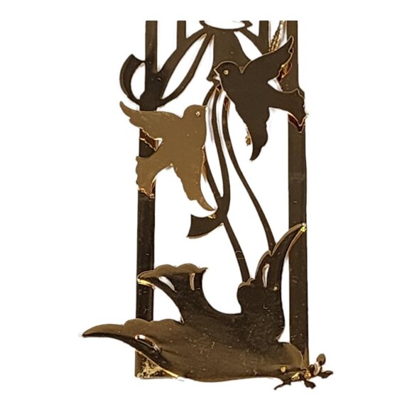 VTG Tamerlane 24kt Gold Finish Christmas Tree Hanging Ornament Doves Bird Bells - Picture 3 of 7